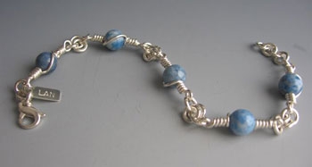 Denim Lapis Lazuli Bead Wrap Bracelet (B15)